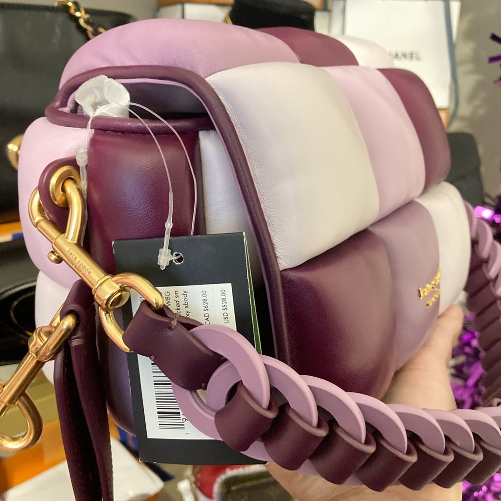 NWT $528 retail kate spade Quilted Patchwork Crossbody Bag in Plum & Lilac Boxxy - Picture 10 of 12